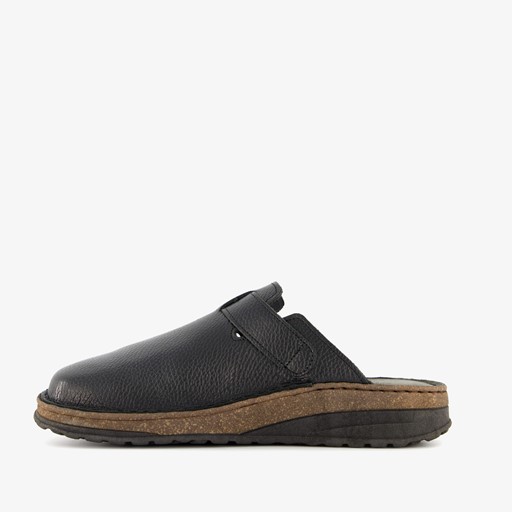 Leren heren pantoffels zwart