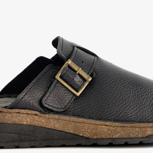 Leren heren pantoffels zwart