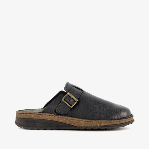 Leren heren pantoffels zwart