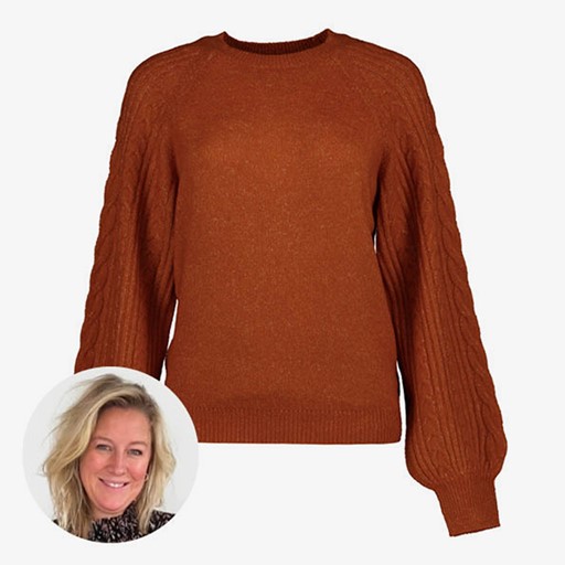 TwoDay dames trui met kabelpatroon bruin