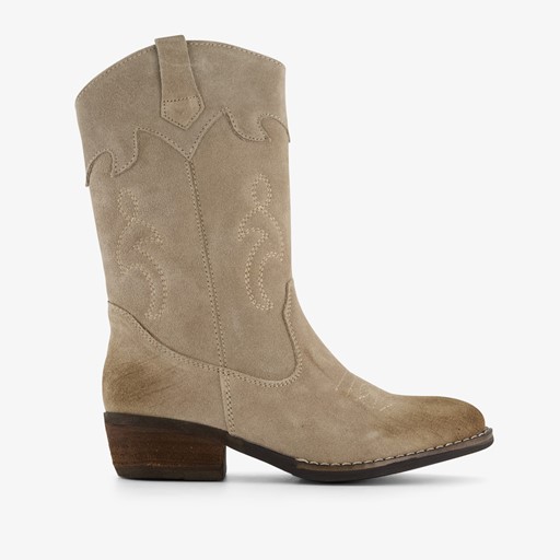 Suède meisjes western laarzen beige