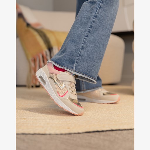 Meisjes sneakers beige met airzool