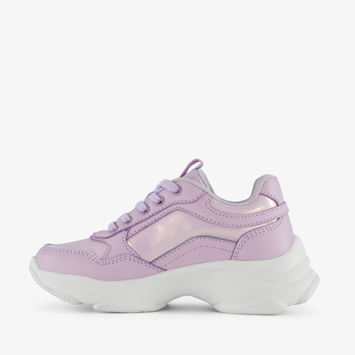 Meisjes dad sneakers paars metallic