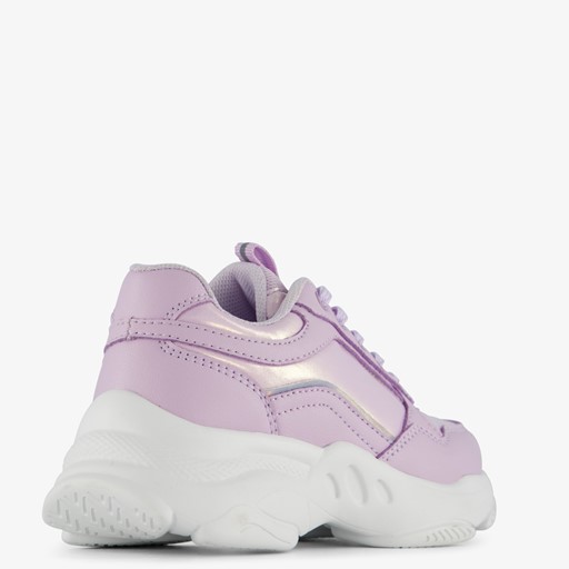 Meisjes dad sneakers paars metallic