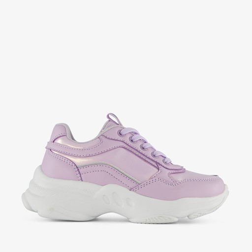 Meisjes dad sneakers paars metallic