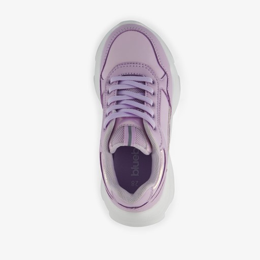 Meisjes dad sneakers paars metallic