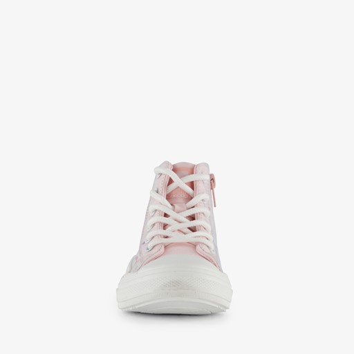 Hoge meisjes sneakers roze met hartjes
