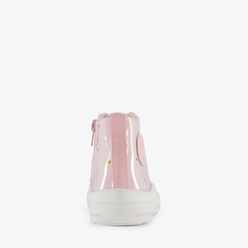 Hoge meisjes sneakers roze met hartjes
