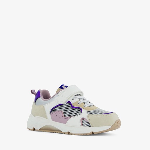 Meisjes sneakers beige met pastelkleuren