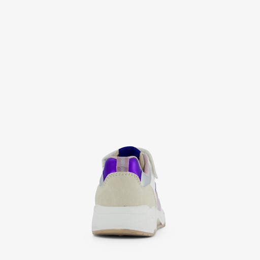 Meisjes sneakers beige met pastelkleuren
