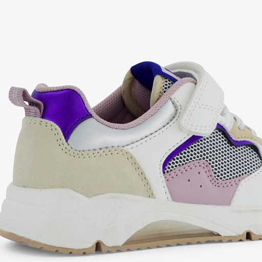 Meisjes sneakers beige met pastelkleuren