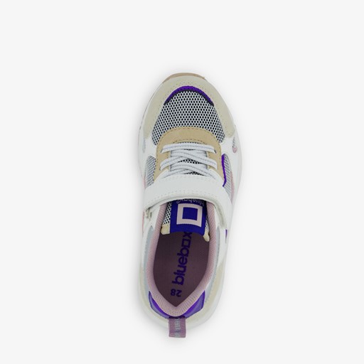 Meisjes sneakers beige met pastelkleuren