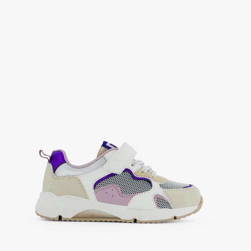 Meisjes sneakers beige met pastelkleuren