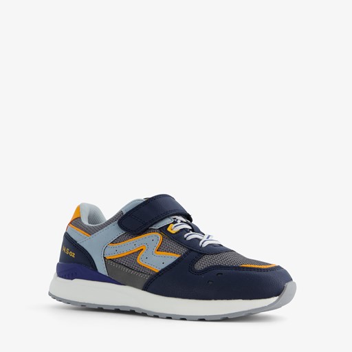 Jongens sneakers blauw met oranje details