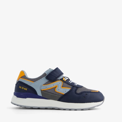 Jongens sneakers blauw met oranje details