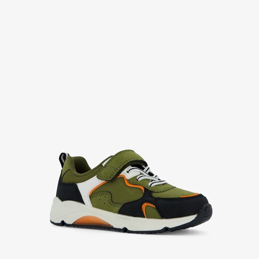 Jongens sneakers groen met oranje details