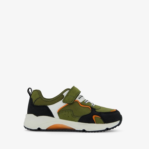 Jongens sneakers groen met oranje details