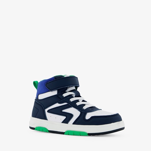 Hoge jongens sneakers blauw/wit