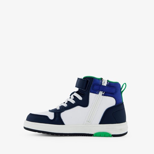 Hoge jongens sneakers blauw/wit