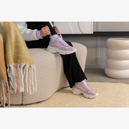 Meisjes dad sneakers paars metallic