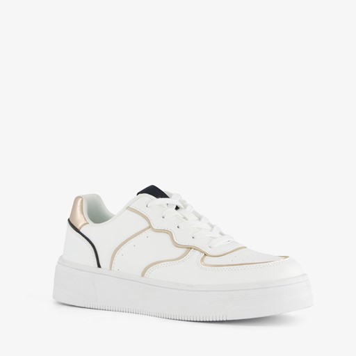 Dames sneakers wit met gouden details