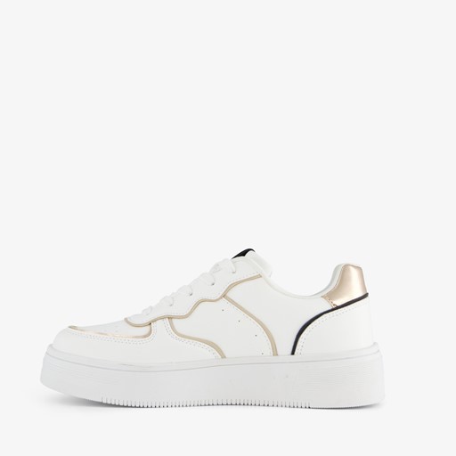 Dames sneakers wit met gouden details