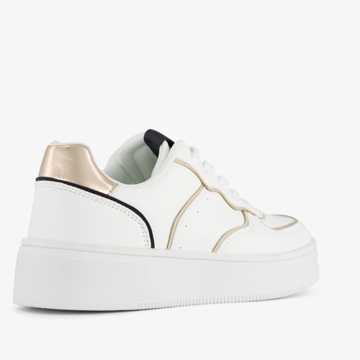 Dames sneakers wit met gouden details
