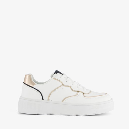 Dames sneakers wit met gouden details