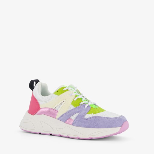 Dames dad sneakers wit neon accenten