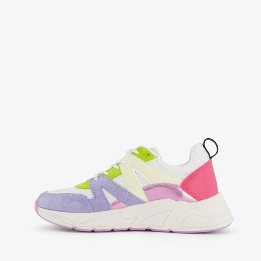 Dames dad sneakers wit neon accenten