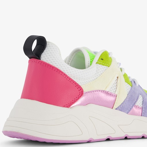 Dames dad sneakers wit neon accenten
