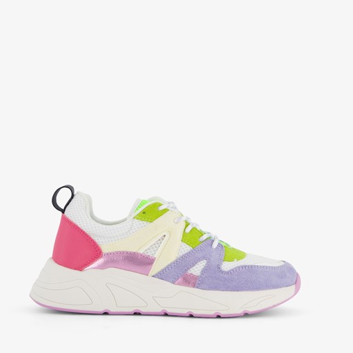 Dames dad sneakers wit neon accenten