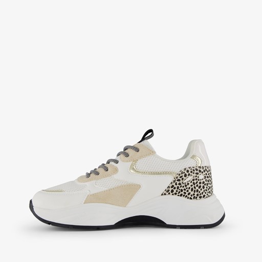 Dames dad sneakers wit met dierenprint