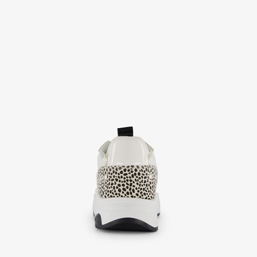 Dames dad sneakers wit met dierenprint