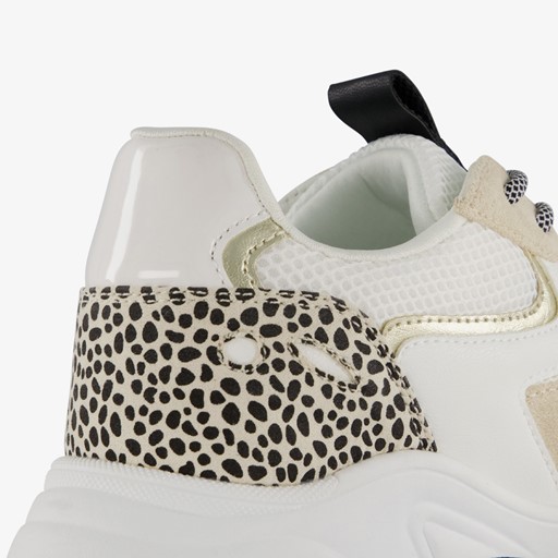 Dames dad sneakers wit met dierenprint