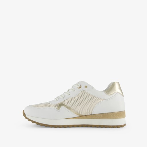 Dames sneakers wit met gouden details