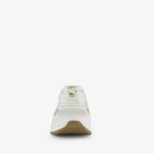 Dames sneakers wit met gouden details