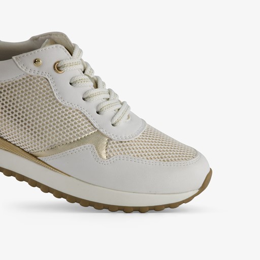 Dames sneakers wit met gouden details