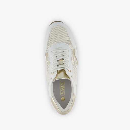 Dames sneakers wit met gouden details