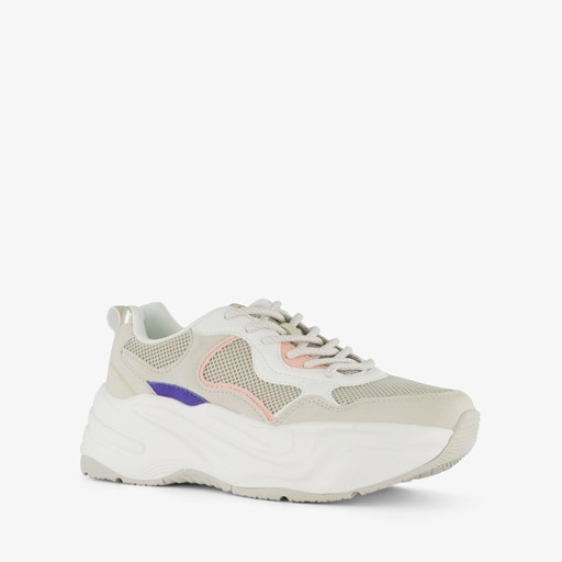 Dames dad sneakers beige