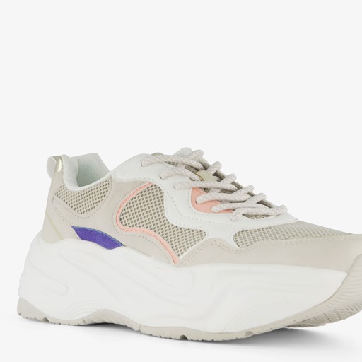 Dames dad sneakers beige