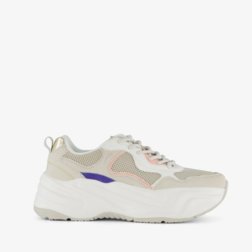 Dames dad sneakers beige