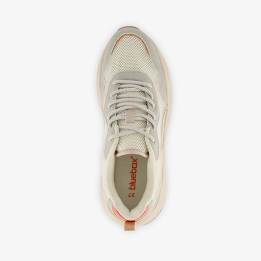 Dames dad sneakers beige met glitters