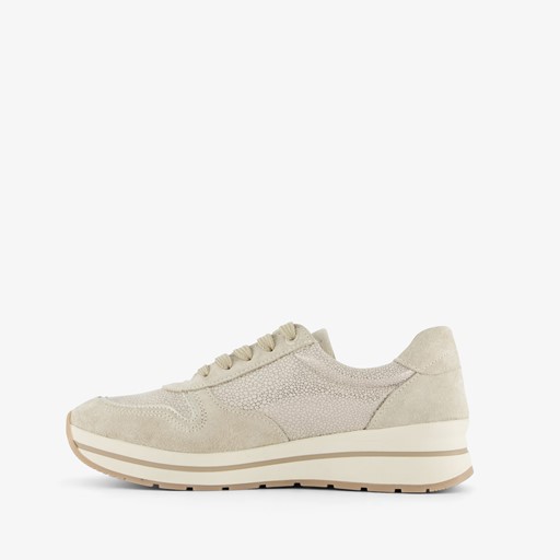 Leren dames sneakers beige