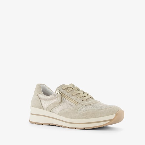 Leren dames sneakers beige