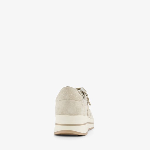 Leren dames sneakers beige