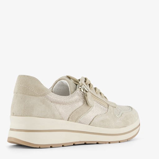 Leren dames sneakers beige