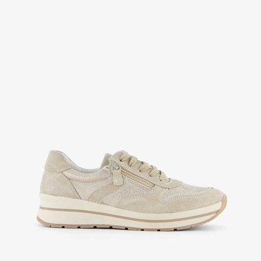 Leren dames sneakers beige