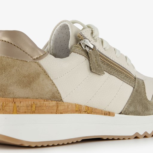 Leren dames sneakers beige/groen