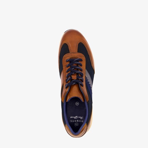 Leren heren sneakers cognac